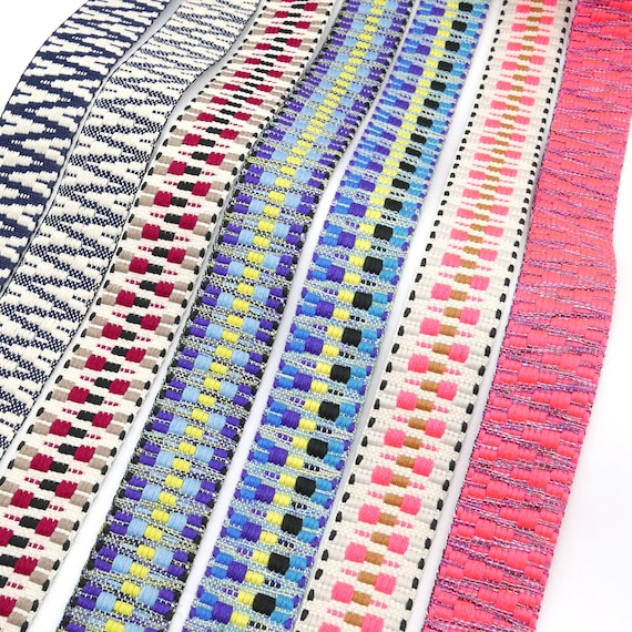 Gurtband Aztekenmuster 40mm 1m | Boho Ethno Taschengurt | buntes Gurtband für Taschen & DIY