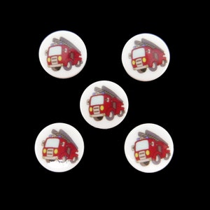 2 children's buttons made of plastic fire engine, diameter 15 mm image 2