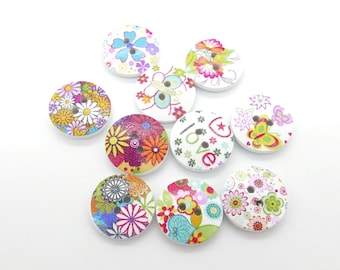 10 wooden buttons 18 mm