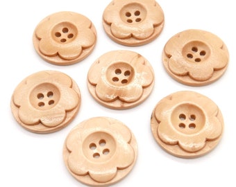 5 wooden buttons flower / blossom flower button flower button #9, beige, diameter approx. 28 mm