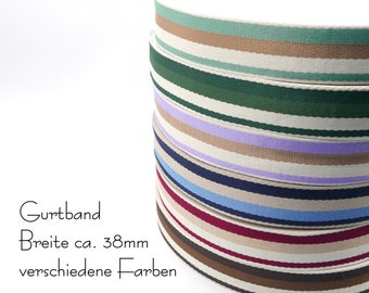 2 Meter (1,95 EUR/m), Gurtband mit breiten Streifen, Breite ca. 38mm, verschiedene Farben