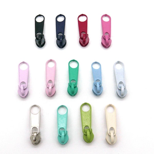 Curseur/fermeture éclair 3 mm Lot de 10 différentes couleurs au choix