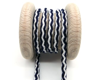 1 meter, polyester cord, blue-white, diameter 8 mm