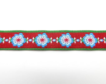 2 meters (1,45 Euro/meter) ribbon red with flowers, traditional costume