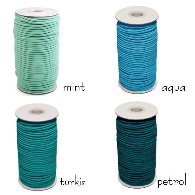 Cordino elastico in gomma da 3 mm al metro – 3 m – 26 colori | Coulisse per cappuccio per felpe, borse da palestra e cucito fai da te (0,90/metro) immagine 9