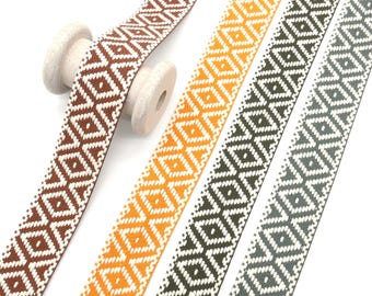 Taśma z dużym wzorem w romby 38 mm – taśma tkana do toreb i pasków