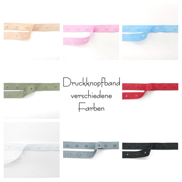 1 Meter Druckknopfband, verschiedene Farben