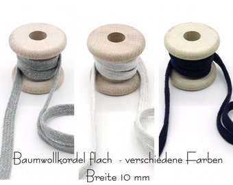 2 meters (1.20/meter) flat cord "Rustic", hoodie ribbon, cotton cord flat, 10 mm width, various colors