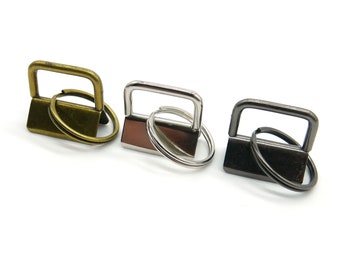 5 lanyard blanks 25 mm, silver, black-nickel, antique brass