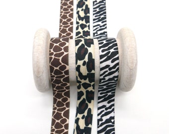 15 mm Animal Pattern Binding Tape | Elastic Fold-Over Elastic Zebra Leo Giraffe | Sewing Supplies DIY Clothing | Elastic Bias Tape (2 Meters)