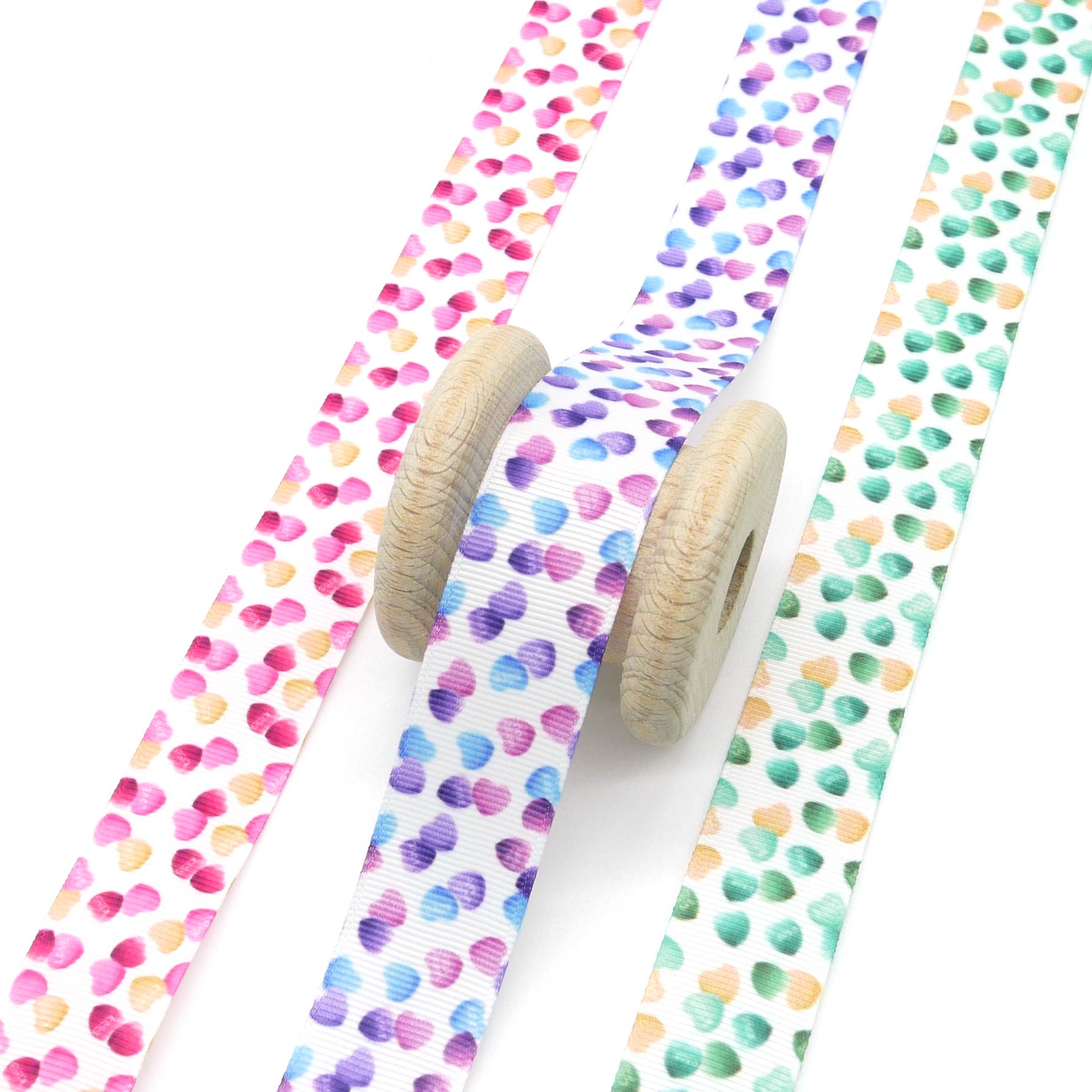 2 metros (1,60 EUR/metro), cinta de grosgrain corazón hojas confeti