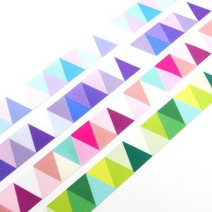 2 Meter (EUR 1,65/m), Ripsband mit Dreiecken, Pastellfarben rosa lila grün gelb pink