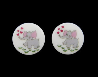 2 children's buttons made of plastic elephant, diameter 15 mm