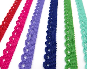 Lace trim, crochet look, 3 m – decorative lace trim, 12 mm, for crafting and sewing school cones, many colors