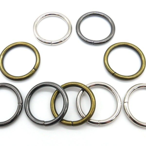 5 O-ring, metal ring, diameter approx. 25 mm, antique brass, silver, black-nickel