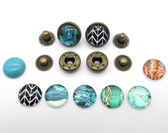 2 metal snap fasteners blanks with cabochons