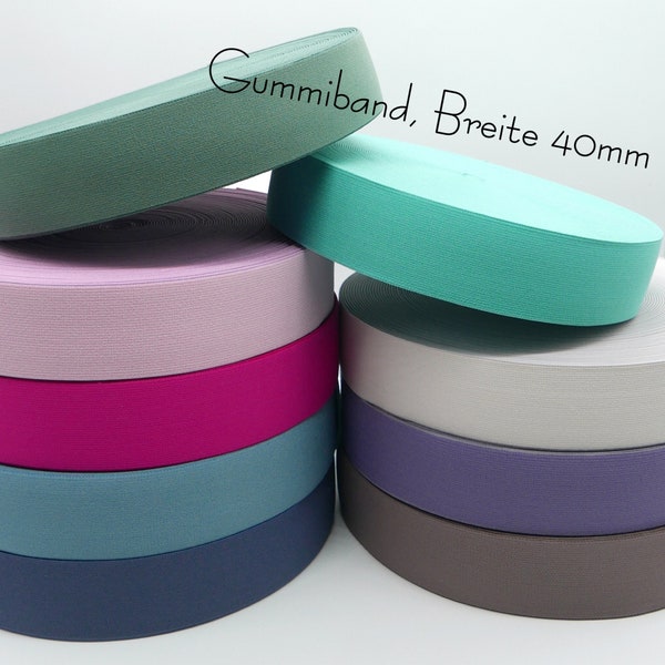 1 Meter, Wäschegummi  Gummiband flach, 40 mm breit, verschiedene Farben