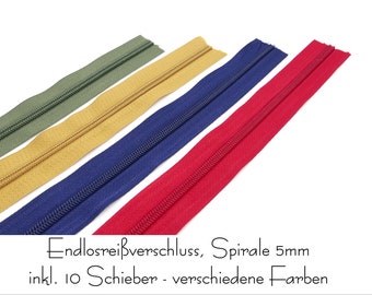 2 meters (1.75 EUR/meter), including 10 zippers/sliders, 5 mm, endless zipper