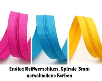 2 Meter (1,05 EUR/m), ink. 10 Zipper/Schieber, 3 mm, endlos Reißverschluss