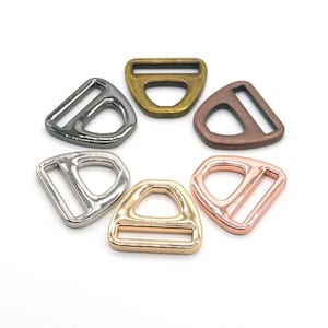 Anello triangolo - anello a D con barra - apertura 25 mm, 2 pezzi, colori: oro, canna di fucile, rame antico, ottone antico, oro rosa, argento/nichel