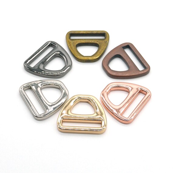 Triangle ring D-ring with bar opening 25 mm, pieces, colours: gold,  gun-metal, antique copper, antique brass, rose gold, silver/nickel