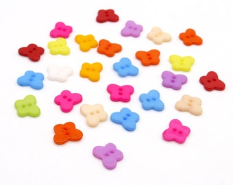 100 plastic butterfly buttons, mixed