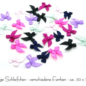 10 Schleifen zur Dekoration, ca. 20x25mm, verschiedene Farben