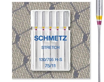 5 Schmetz Stretch sewing machine needles 130/705 H-S, needle size 75 / 90 or set