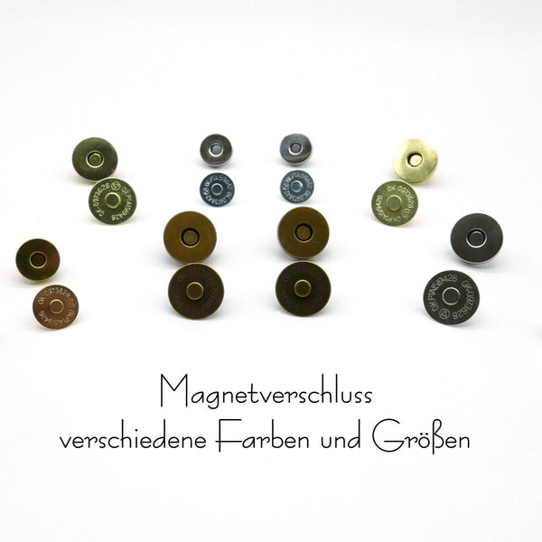 5 Magnetverschlüsse, messing/bronze, silber/nickel, gold - Durchmesser 14mm / 15 mm / 18 mm