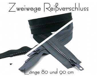 Jackenreißverschluss, 2-Wege-Reißverschluss, 80 cm und 90 cm