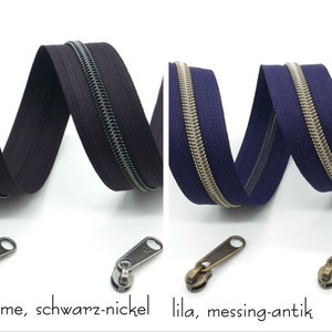 1 m endless zipper, metallized 30 mm wide including 3 sliders, pink-pink tones image 2