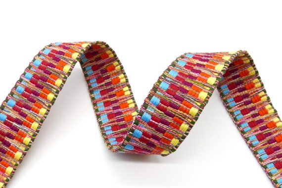 Gurtband Boho-Style – 38 mm | 2 Meter (EUR 2,85/m) | Frische Farben | 100 % Polyester | DIY, Taschenzubehör, Gürtel, Accessoires