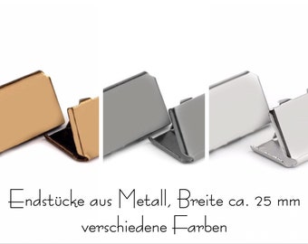 10 Gurtenden / Endstücke aus Metall, Breite 25 mm, verschiedene Farben