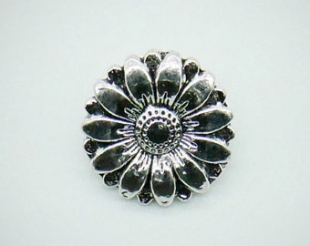 Metal buttons, flowers, 5 pieces