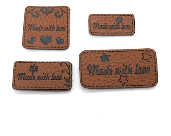 Label set to sew on with the lettering "Made with Love"