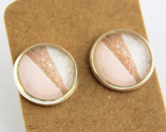 Ohrstecker Cabochon Marmoroptik/rosé