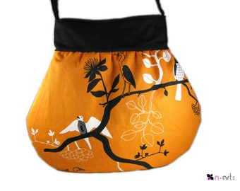 Ballontasche Vögel Birds orange/schwarz