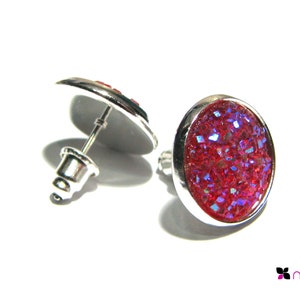 Ohrstecker Glitzer Cabochon rosa/pink Bild 2