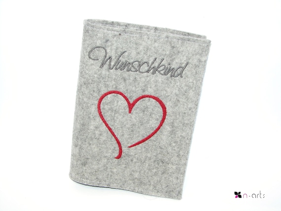 3 in 1 Mutterpasshülle Schutzumschlag ❤ Filz ❤ bestickt