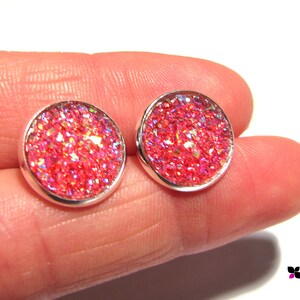 Ohrstecker Glitzer Cabochon rosa/pink Bild 3