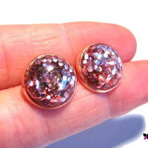 Ohrstecker Cabochon Pailetten rosa/pink Bild 3