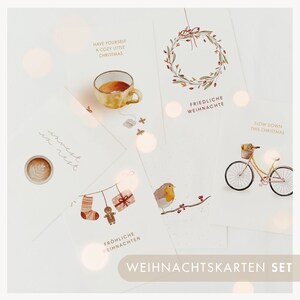 Weihnachtskarten SET aus 8 Karten / illustrierte Karten zu Weihnachten / handgemacht / aquarell / schlicht / Geschenk zu Weihnachten