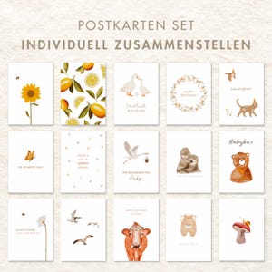 Postkarten SET - individuell zusammenstellen / Karten Set - Grußkarten, Geburtstag, zur Geburt, alles Liebe, Tiere, Illustrationen