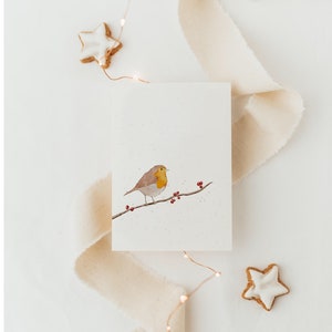 Weihnachtskarte Rotkehlchen - A6 / Postkarte Weihnachten / Karte für Weihnachten / kleines Weihnachtsgeschenk / Wichtelgeschenk