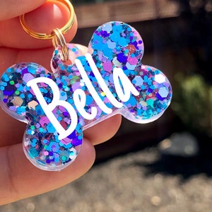 Glitter Dog Tag Small and Large, Resin, Epoxy, Sparkles, Girly, Birthday, Summer, Gifts, Puppy, Phone Number, Dogs, ID Tag, Custom Fun, Girl