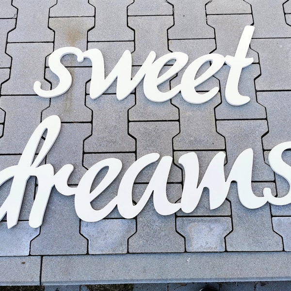 Schriftzüge - -sweet dreams -  aus Holz für die Wand - Breite 100 cm