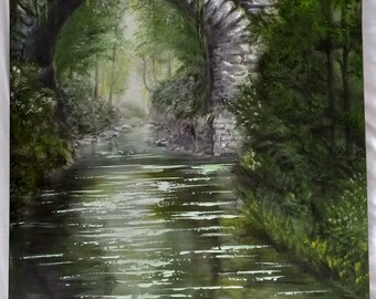 Unikat Gemälde (Einmalig) "Alte Steinbrücke" 60 x 80 x 1,7 cm Acrylbild auf Leinwand