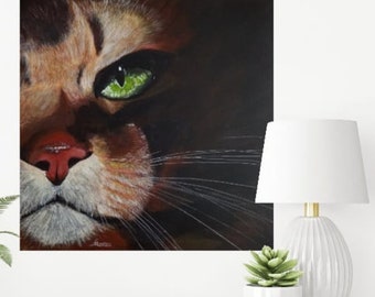 Unikat Gemälde (Einmalig) "Halbe Katze" 50 x 50 x 4 cm 3D Rahmen Acryl auf Leinwand