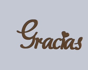 Schriftzug Gracias mit Corazón  aus Holz (spanisch)