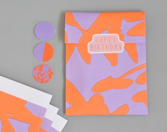 Geschenktüten bunt farbenfroh |  violett orange | Papiertüten Flatbags